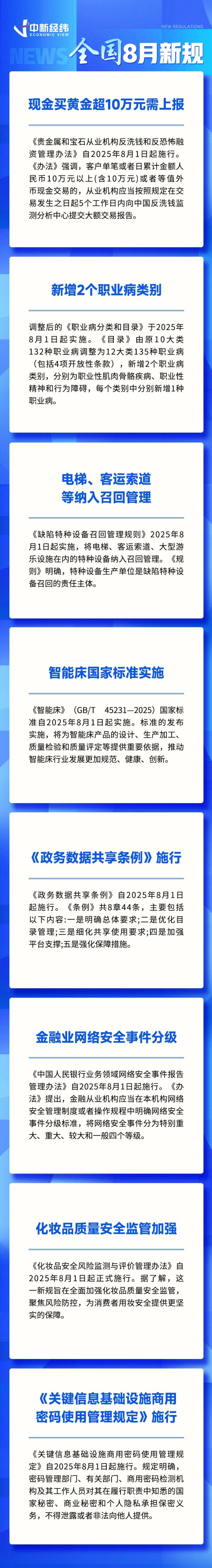永宝网 多项新规8月起实施！事关黄金珠宝、网络安全、旅游等